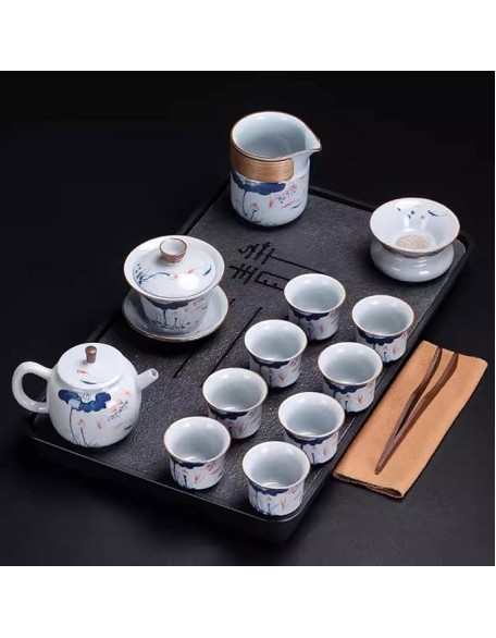 Tea Set Tea Set Tea Set Chinese Tea setHousehold Light Luxury Kung Fu Tea Set Chinese Ceramic Teapot and Teacup Set
