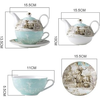 Ceramic Portable Creative Tea Set an Style One Teapot and One Cup Set Simple Household Flower Tea Cup Set Office Tea Set