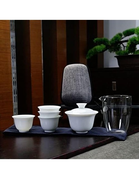 Teacup Set White Ceramic teapot gaiwan with 3 Cups 4 Cups gaiwan Tea Sets Portable Travel Tea Sets drinkware fee Set Tea Teapots,