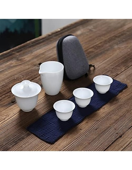 Teacup Set White Ceramic teapot gaiwan with 3 Cups 4 Cups gaiwan Tea Sets Portable Travel Tea Sets drinkware fee Set Tea Teapots,