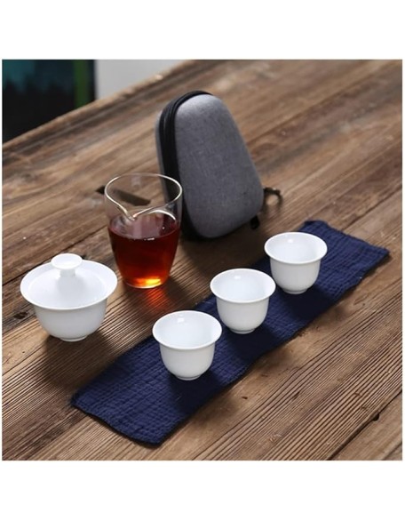 Teacup Set White Ceramic teapot gaiwan with 3 Cups 4 Cups gaiwan Tea Sets Portable Travel Tea Sets drinkware fee Set Tea Teapots,