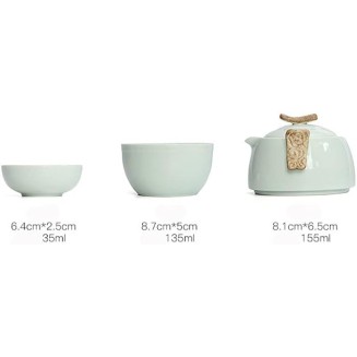 Chinese Kung Fu Tea Set White Porcelain Ceramic TeapotJapanese Household Tea Cup Portable Outdoor Travel Gaiwan (Color : White, Size : ONE Size)