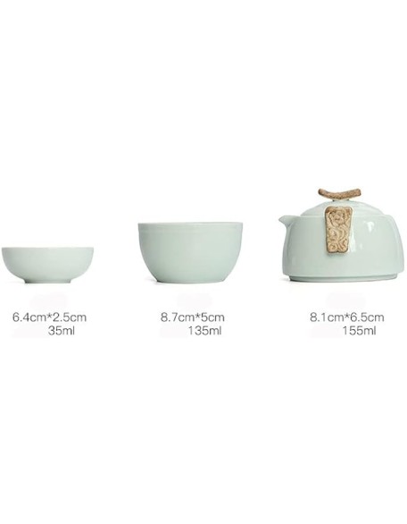 Chinese Kung Fu Tea Set White Porcelain Ceramic TeapotJapanese Household Tea Cup Portable Outdoor Travel Gaiwan (Color : White, Size : ONE Size)