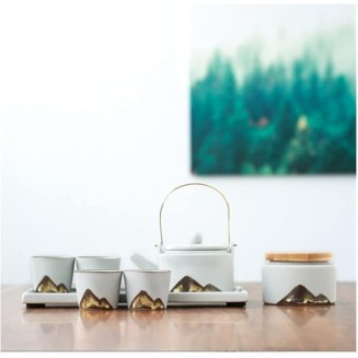 Tea Cup Set Tea Set Teapot Set Teapot Sets Chinese Handmade Healthy Ceramics Teapot with Tea Tray Tea Storage Tank and Tea Jar Tea Cups Coffee Cup Set Tea Pot Set