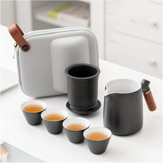 Gongfu Tea Set Traditional Ceramic Tea Sets Include Teapot Tea Cups and Portable Travel Bag Gift Package Chinese Tea Maker with Strainer