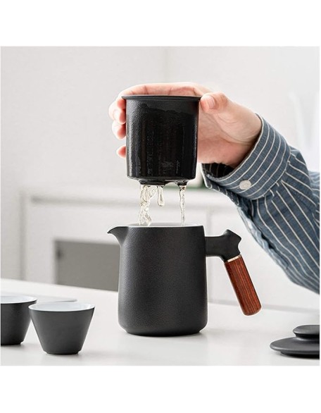 Gongfu Tea Set Traditional Ceramic Tea Sets Include Teapot Tea Cups and Portable Travel Bag Gift Package Chinese Tea Maker with Strainer