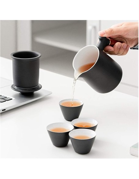 Gongfu Tea Set Traditional Ceramic Tea Sets Include Teapot Tea Cups and Portable Travel Bag Gift Package Chinese Tea Maker with Strainer