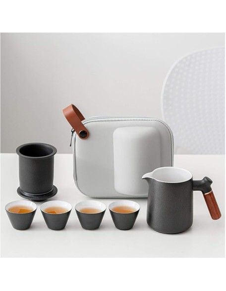Gongfu Tea Set Traditional Ceramic Tea Sets Include Teapot Tea Cups and Portable Travel Bag Gift Package Chinese Tea Maker with Strainer