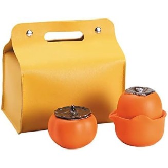 Tea Set, Persimmon Design Chinese Tea Set, Tea Set Gift, Handmade Porcelain Ceramic Portable Travel Teapot Tea Cup Tea Canister for Tea Lover