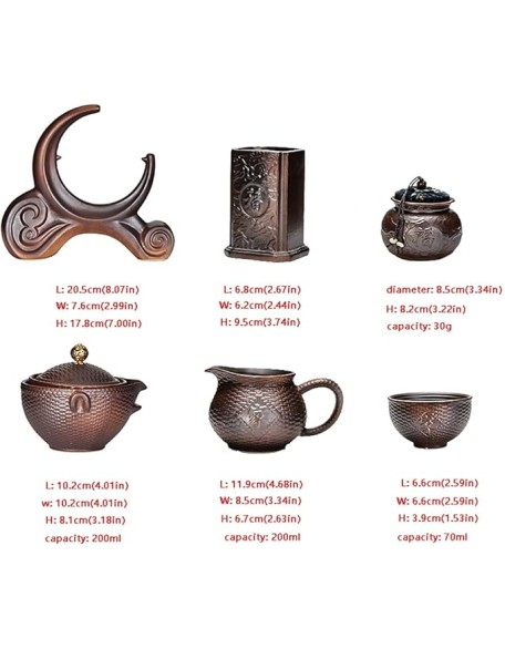 Gongfu Tea Set Chinese Retro Ceramic Semi-Automatic Tea Set Lazy Tea Set Semi-Automatic Tea Set Kung Fu Teacup Brown Tea Pot Set