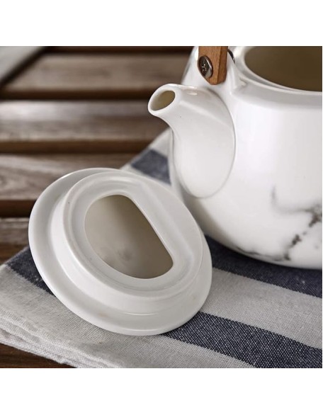 Tea Set Coffee Cup Set Tea Cup Set Classic Chinese White Ceramic Tea Set with Flower Pattern 740ml Teapot 4 Teacups