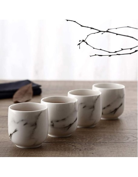 Tea Set Coffee Cup Set Tea Cup Set Classic Chinese White Ceramic Tea Set with Flower Pattern 740ml Teapot 4 Teacups