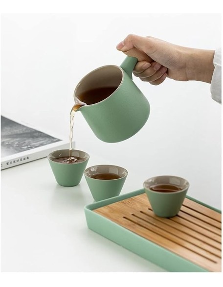 Tea Set, Chinese Tea Set Gongfu Tea Set Travel Tea Set Tea Set Ceramic Kungfu Tea Set Travel Tea Set with Portable Teapot/Teacups/Tea Canister/Tea Tray and Trav,A (B b)