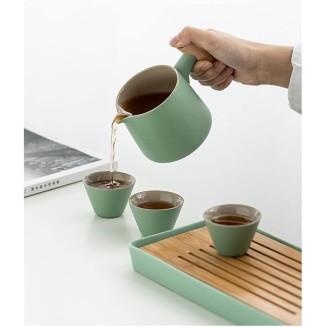 Gongfu Tea Set teapot Set Chinese Tea Set Travel Tea Set Ceramic Kungfu Tea Set Travel Tea Set with Portable Teapot/Teacups/Tea Canister/Tea Tray and Travel Bag，C