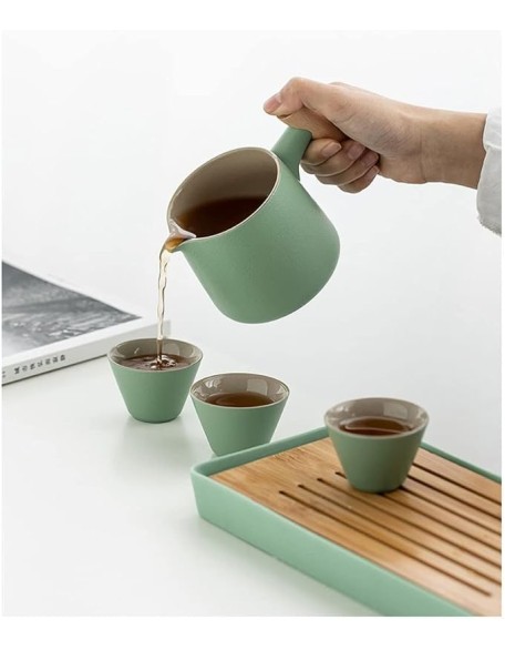 Gongfu Tea Set teapot Set Chinese Tea Set Travel Tea Set Ceramic Kungfu Tea Set Travel Tea Set with Portable Teapot/Teacups/Tea Canister/Tea Tray and Travel Bag，C