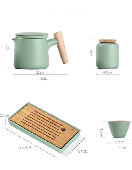 Gongfu Tea Set teapot Set Chinese Tea Set Travel Tea Set Ceramic Kungfu Tea Set Travel Tea Set with Portable Teapot/Teacups/Tea Canister/Tea Tray and Travel Bag，C