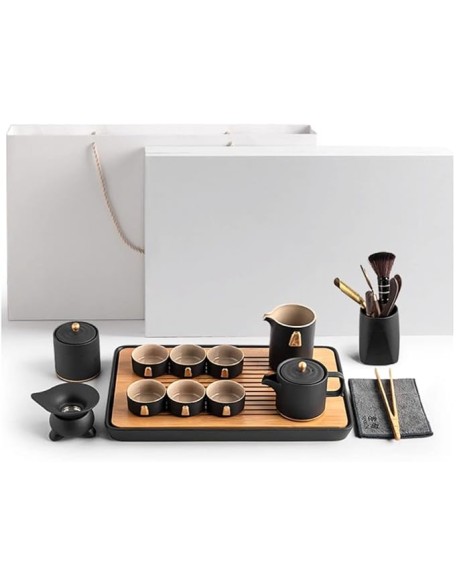 Tea Set, Chinese Tea Set Gongfu Tea Set Travel Tea Set Tea Set Chinese Ceramic Kung Fu Tea Set with Tea Tray and Small Tea Tools