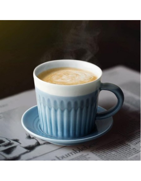 Mug Ceramic Simple Coffee Cup and Saucer Set Handmade Retro Cup Pastoral Family Afternoon Tea Cup