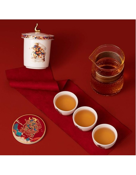 Ceramic Kungfu Tea Set Portable Travel Tea ServiceRed Handmade Teacups with Teapot 3 Teacups Tea Mat Tea Cloth and Travel Bag