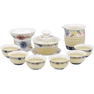 Tea Set Tea Service Chinese Tea Set Ceramic Tea Cup Set 9 Pieces Teapot Cup Set, Can Be Used for Family Afternoon Tea Tea Set for Adults