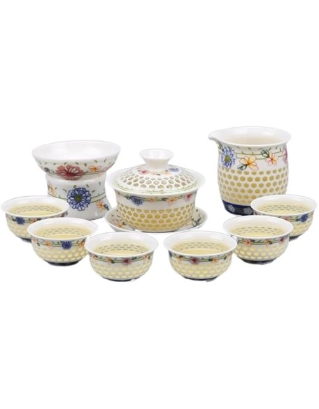Tea Set Tea Service Chinese Tea Set Ceramic Tea Cup Set 9 Pieces Teapot Cup Set, Can Be Used for Family Afternoon Tea Tea Set for Adults