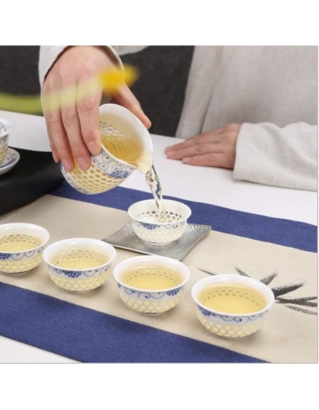 Tea Set Tea Service Chinese Tea Set Ceramic Tea Cup Set 9 Pieces Teapot Cup Set, Can Be Used for Family Afternoon Tea Tea Set for Adults