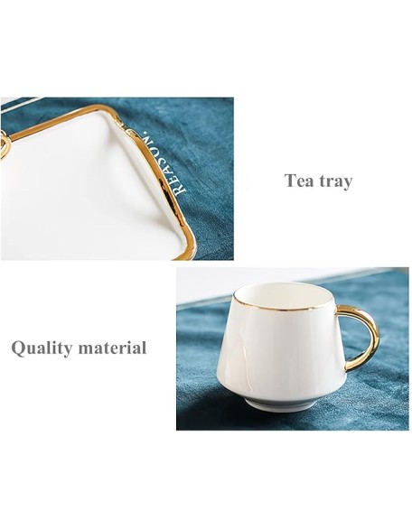 Tea Set of 6 with Teapot and Tea Tray Tea Set for Adults Emerald Ceramic Teapot Coffee Cups Set for Drinking Tea Coffee Water