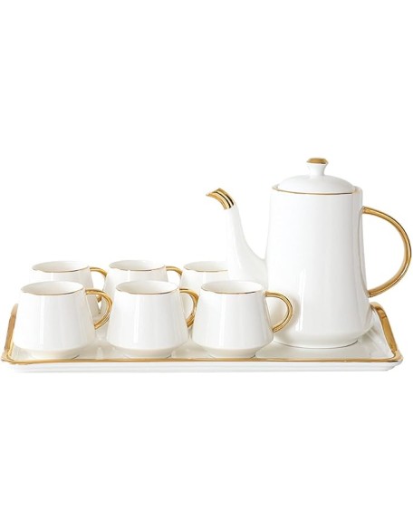 Tea Set of 6 with Teapot and Tea Tray Tea Set for Adults Emerald Ceramic Teapot Coffee Cups Set for Drinking Tea Coffee Water