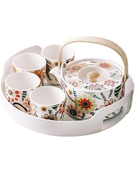 Tea Set,Tea Sets,Tea Pot Sets,Portable Tea Set,Ceramic Tea Set,Dish Romance Floral Tea Set,Small Ceramic Teapot and Tea Cup Set of 4 Asian Tea Pot Set for Adults, Tea Set Gift for Women