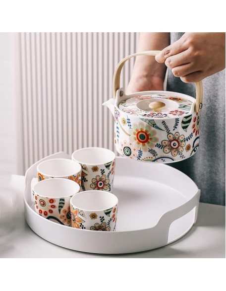 Tea Set,Tea Sets,Tea Pot Sets,Portable Tea Set,Ceramic Tea Set,Dish Romance Floral Tea Set,Small Ceramic Teapot and Tea Cup Set of 4 Asian Tea Pot Set for Adults, Tea Set Gift for Women