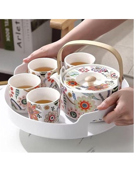 Tea Set,Tea Sets,Tea Pot Sets,Portable Tea Set,Ceramic Tea Set,Dish Romance Floral Tea Set,Small Ceramic Teapot and Tea Cup Set of 4 Asian Tea Pot Set for Adults, Tea Set Gift for Women