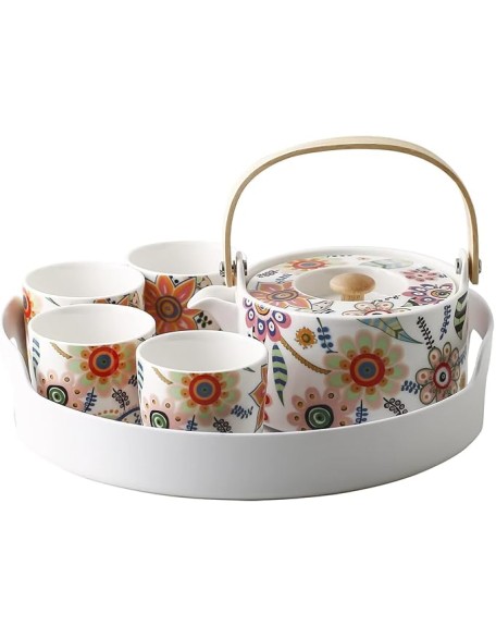 Tea Set,Tea Sets,Tea Pot Sets,Portable Tea Set,Ceramic Tea Set,Dish Romance Floral Tea Set,Small Ceramic Teapot and Tea Cup Set of 4 Asian Tea Pot Set for Adults, Tea Set Gift for Women
