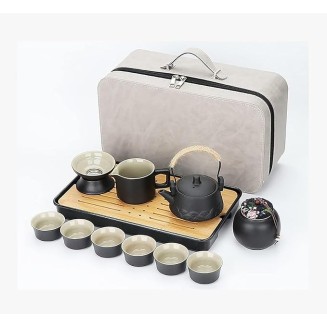 Tea Set,Tea Sets,Tea Pot Sets,Portable Tea Set,Ceramic Tea Set,Chinese Kung Fu Tea Sets travel tea set portable tea set Japanese Tea Set portable tea cup, pots for loose tea Ceramic Tea Set Gift(Black