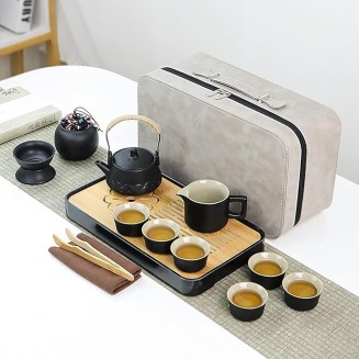 Tea Set,Tea Sets,Tea Pot Sets,Portable Tea Set,Ceramic Tea Set,Chinese Kung Fu Tea Sets travel tea set portable tea set Japanese Tea Set portable tea cup, pots for loose tea Ceramic Tea Set Gift(Black