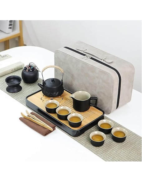 Tea Set,Tea Sets,Tea Pot Sets,Portable Tea Set,Ceramic Tea Set,Chinese Kung Fu Tea Sets travel tea set portable tea set Japanese Tea Set portable tea cup, pots for loose tea Ceramic Tea Set Gift(Black