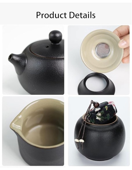 Tea Set,Tea Sets,Tea Pot Sets,Portable Tea Set,Ceramic Tea Set,Chinese Kung Fu Tea Sets travel tea set portable tea set Japanese Tea Set portable tea cup, pots for loose tea Ceramic Tea Set Gift(Black