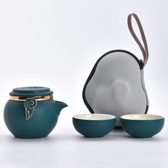 Portable Travel Kungfu Tea Set, Ceramic Tea Cup Set, Traditional Chinese Tea Pot Style - with Teacups Travel Bag, for Travel, Home,Outdoor and OfficeB
