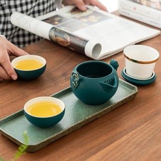 Portable Travel Kungfu Tea Set, Ceramic Tea Cup Set, Traditional Chinese Tea Pot Style - with Teacups Travel Bag, for Travel, Home,Outdoor and OfficeB
