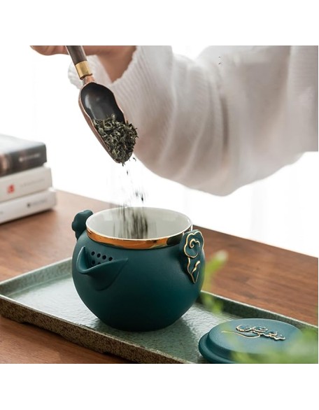 Portable Travel Kungfu Tea Set, Ceramic Tea Cup Set, Traditional Chinese Tea Pot Style - with Teacups Travel Bag, for Travel, Home,Outdoor and OfficeB