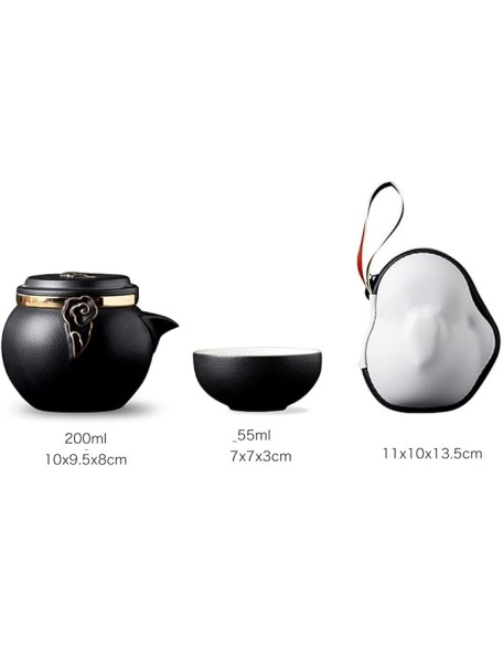 Portable Travel Kungfu Tea Set, Ceramic Tea Cup Set, Traditional Chinese Tea Pot Style - with Teacups Travel Bag, for Travel, Home,Outdoor and OfficeB