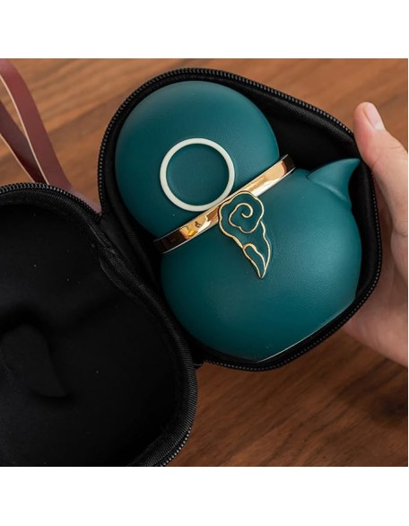 Portable Travel Kungfu Tea Set, Ceramic Tea Cup Set, Traditional Chinese Tea Pot Style - with Teacups Travel Bag, for Travel, Home,Outdoor and OfficeB
