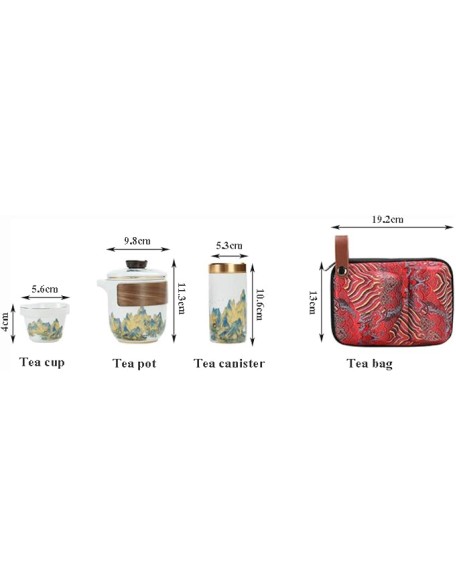 Ceramic Tea Set Travel Tea Set Portablekung Fu Tea Set 3 Teacups Tea Canister for Outdoor Picnic Camping Business Hotel,