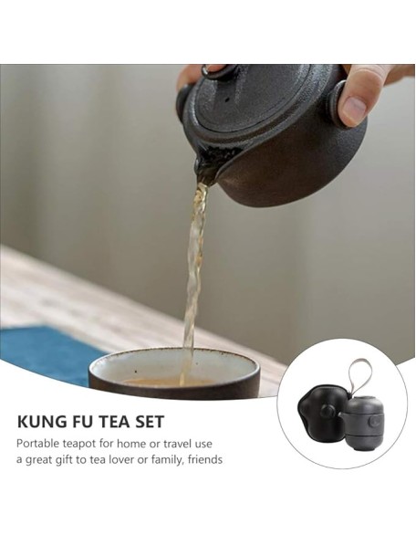 Kungfu Glass Tea Set - Portable Travel Tea Set with Ceramic Teapot, Infuser, Tea Cups, and Carrying Case - Home, Office, or Trips Tea Sets