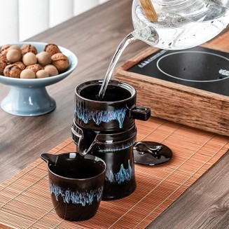 Travel Tea Set Kungfu Tea Set Handmade Ceramic Teapot with 4 Teacups and Portable Tea Bag Porcelain Tea，