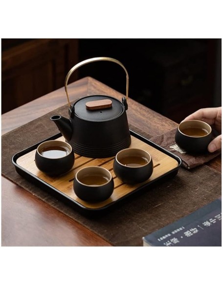 Chinese Tea Set Teapot Sets Healthy Ceramics Teapot 4 Teacups and Round Tray. Tea Cups Coffee Cup Set Tea Pot Set
