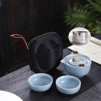 Chinese Kung Fu Tea Set Ceramic Portable Teapot Set Outdoor Travel Tea Cups of Tea Ceremony Household Teacup