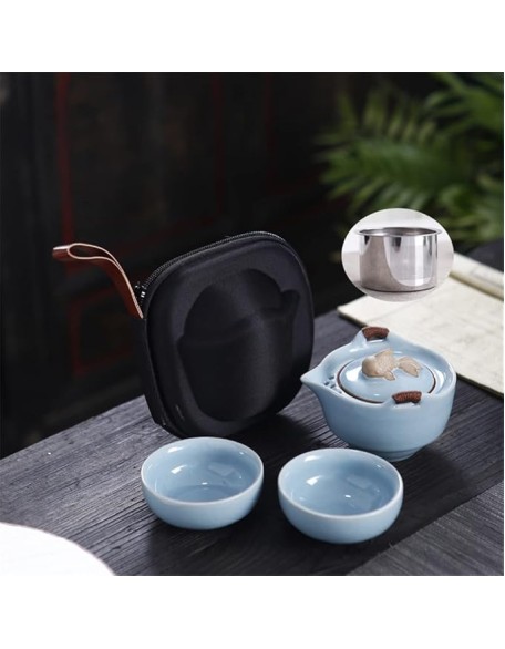 Chinese Kung Fu Tea Set Ceramic Portable Teapot Set Outdoor Travel Tea Cups of Tea Ceremony Household Teacup