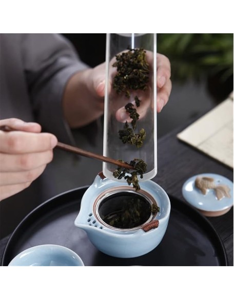 Chinese Kung Fu Tea Set Ceramic Portable Teapot Set Outdoor Travel Tea Cups of Tea Ceremony Household Teacup