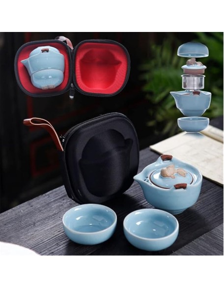 Chinese Kung Fu Tea Set Ceramic Portable Teapot Set Outdoor Travel Tea Cups of Tea Ceremony Household Teacup