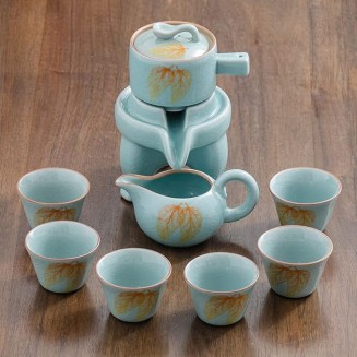 Chinese Ceramic Tea Set Household Teapot Living Room Lazy Stone Mill Automatic Tea Maker